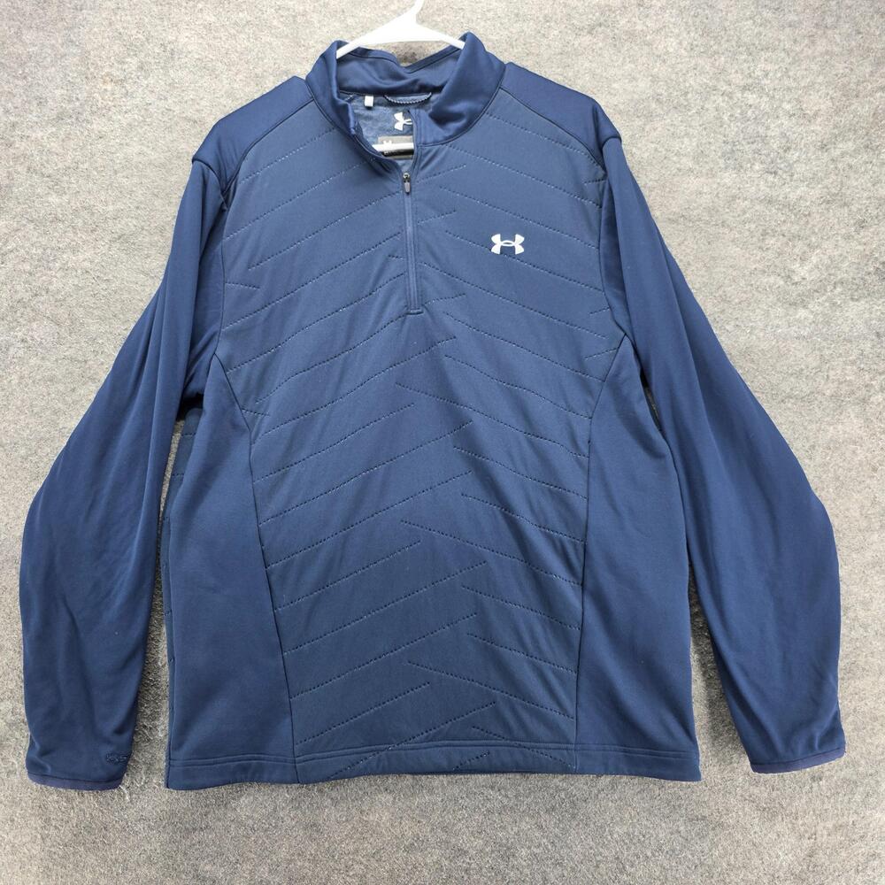 Under Armour Pullover Mens L Blue Long Sleeve 1/4 Zip Mock Neck Moisture Wicking